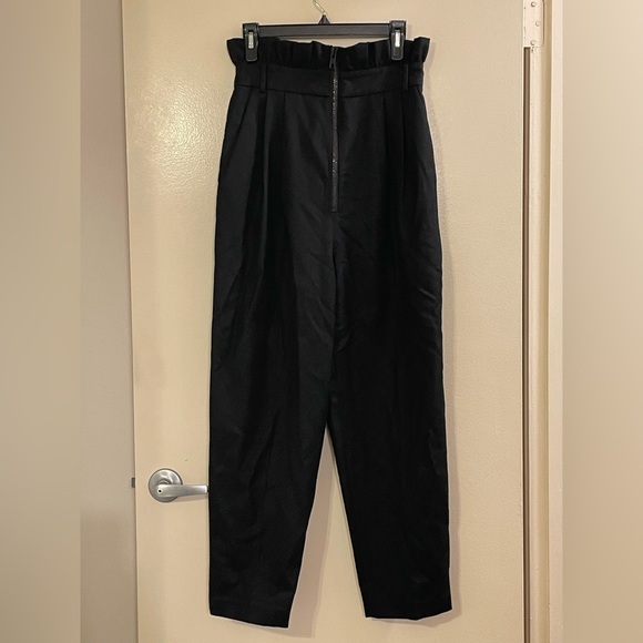 TIBI NWOT High Ruffled Waist Zip Front Wool Pants in Black - Picture 1 of 6